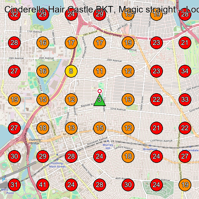 Cinderella Hair Castle BKT, Magic straight GeoGrid visibility map for Beauty Salon in Queens
